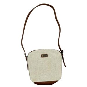 Women’s Mondani New York Beige & Brown Canvas Cross Body Shoulder Bag